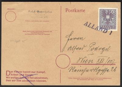 Poststück - Österr. 1945 - Stempelprovisorium - Známky a pohlednice