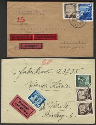 Poststück - Österr. 1946/47 attraktive Rohrpostbelege in Bedarfserh., - Stamps and postcards