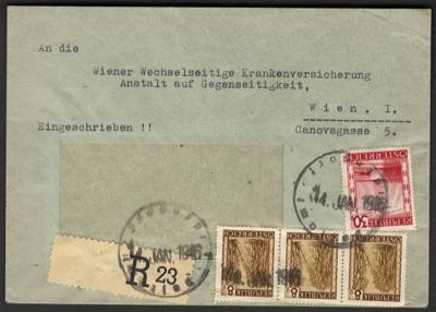 Poststück - Österr. 1946 - Stempelprovisorium von LADENDORF auf rekommandiertem Fensterkuvert nach Wien, - Známky a pohlednice