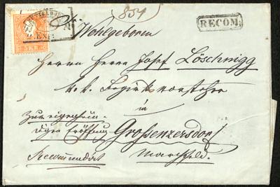 Poststück - Österr. Ausg. 1858 - Fahnenstempel - Stamps and postcards