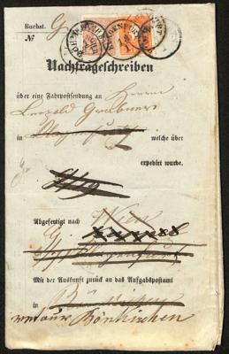 Poststück - Österr. Ausg. 1858 - Nachfrageschreiben für eine Fahrpostsendung BÖHEIMKIRCHEN - Klagenfurt aus 1860, - Briefmarken und Ansichtskarten