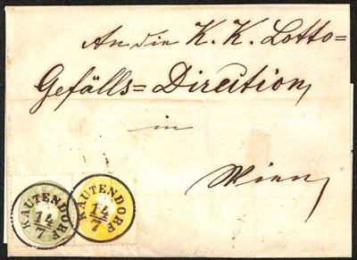 Poststück - Österr. Ausg. 1860/61 - Einkreisstempel "KAUTENDORF 14/7", - Známky a pohlednice