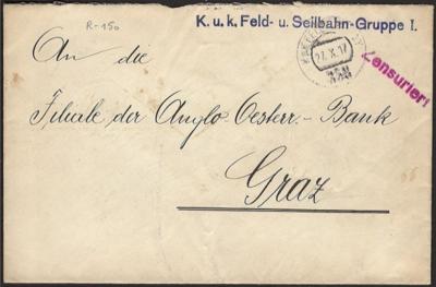 Poststück - Österr. Feldpost WK I - Sammlung Seilbahn - Einheiten, - Stamps and postcards