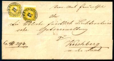 Poststück - Österr. Nr. 10 I (2) auf Faltbriefhülle von DEUTSCHLANDSBERG nach KIRCHBERG aus 1859, - Známky a pohlednice