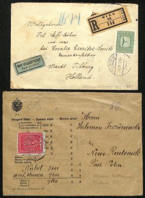 Poststück - Österr. Partie Briefe aus 1918/1937 - u.a. Wertbriefe, - Známky a pohlednice