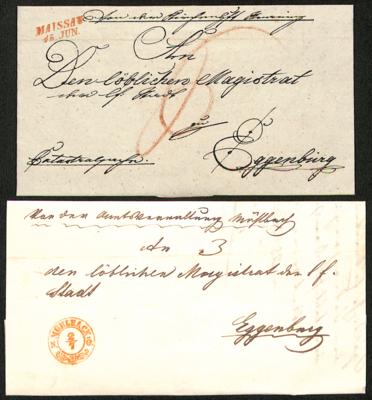 Poststück - Österr. - Vorphila NÖ u.a. mit "MÜHLBACH N.Ö." in Rot und Blau, - Briefmarken und Ansichtskarten
