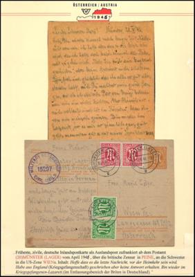 Poststück - Österreich (er) in alliierter Kriegsgefangenschaft 1945/46 bzw. Heimgekommene, - Francobolli e cartoline