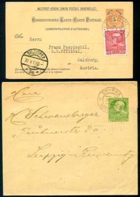 Poststück - Partie Belege Österr. Post in d. Levante frank. mit Ausg. 1908, - Stamps and postcards