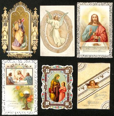 Poststück - Partie heiligenbildchen (ca. 155) sowie ca. 50 AK mit christl. Motiven, - Francobolli e cartoline