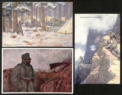 Poststück - Partie meist Militariaund Patriotikakarten, - Stamps and postcards