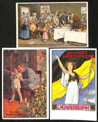 Poststück - Partie Österr. Feldpost WK I mit Patriotika, - Stamps and postcards