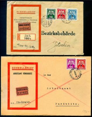 Poststück - Protektorat 1942/44 3 verschied. Schnellbriefe, - Známky a pohlednice