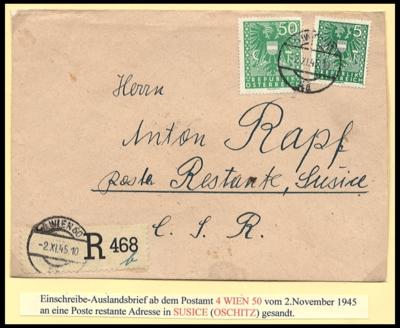 Poststück - Recobriefe ab Wien 60 bzw.75 aus - Známky a pohlednice