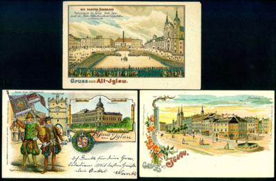 Poststück - über 30 alte Ansichtskarten Bezug Iglau, - Známky a pohlednice