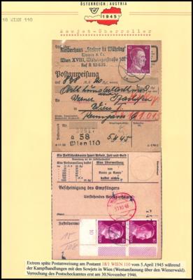 Poststück - Wien XVIII (Währing) ca. 35 Belege aus 1945, - Stamps and postcards