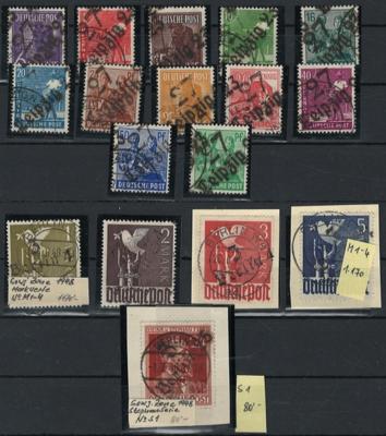 .gestempelt/**/*/Briefstück - Partie div. Deutschland mit viel Überdruckausg. der Sowjet. Zone, - Briefmarken und Ansichtskarten