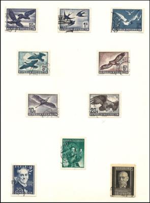 **/gestempelt - Partie Österr. II. Rep. u.a. mit Flug 1950/53 gestempelt, - Stamps and postcards