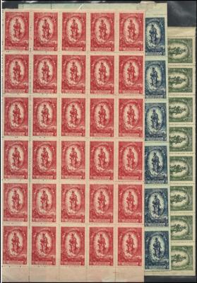 ** - Liechtenstein 1920 - Bogenware der Luigi Kasimir Ausgaben Mi.17-24, - Stamps and postcards