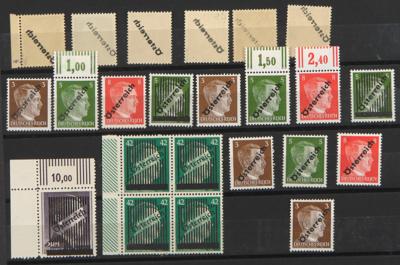 ** - Österr. 1945 - Partie Abarten/Plattenfehler der Wiener Aushilfsausgaben, - Stamps and postcards