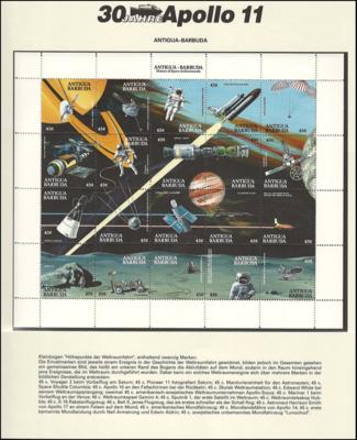 **/Poststück - Motivsammlung Weltraum - 30 bzw. 40 Jahre Apollo 11, - Briefmarken und Ansichtskarten