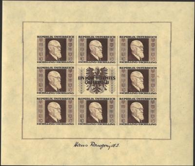 ** - Sammlung Österr. 1945/2001 u.a. mit RENNERBLOCK(übl. Unebenh.), - Briefmarken und Ansichtskarten