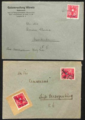 Poststück/Briefstück - Österr. 1945 - Stempelprovisorium GRAFENWÖRTH auf Poststück und Briefstück sowei WÜRMLA, - Briefmarken und Ansichtskarten