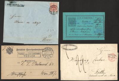 Poststück/Briefstück - Partie Heimatbelege Vöslau ab Monarchie, - Briefmarken und Ansichtskarten