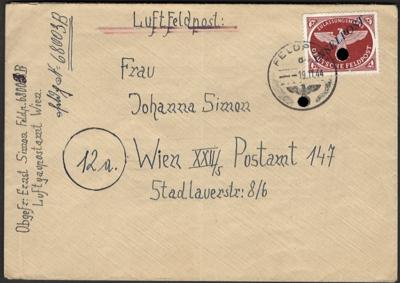 Poststück - D. Feldpost WK II Nr. 10B mit Entwertung vom 19. 11. 1944 auf Kuvert nach Wien, - Briefmarken und Ansichtskarten