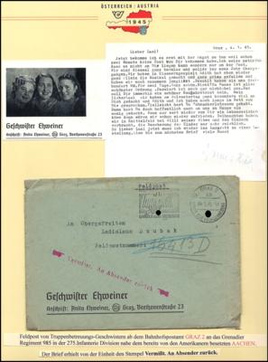 Poststück - Dokumentation Grazer Postämter in der Endkriegsphase 1945, - Francobolli e cartoline