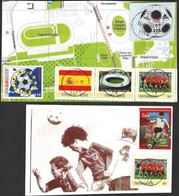Poststück - Fußball-Motivkarten mit Fußballmarken auch ungezähnt, - Briefmarken und Ansichtskarten