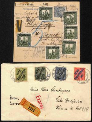 Poststück - Jugosl. (SHS) Nr. 13 (6) + 101 + 103 auf - Briefmarken und Ansichtskarten
