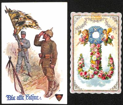 Poststück - Kl. Partie meist Ansichtsund Motivkarten u.a. mit Militaria - Schulverein, - Briefmarken und Ansichtskarten