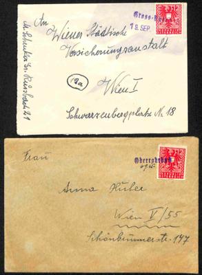 Poststück - Österr. 1945 - Stempelprovisorium OBERROHRBACH und GROSS RUSSBACH je auf Kuvert nach Wien, - Briefmarken und Ansichtskarten