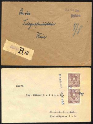 Poststück - Österr. 1945 - Stempelprovisorium von Pyhra (2) sowie Harland, - Briefmarken und Ansichtskarten