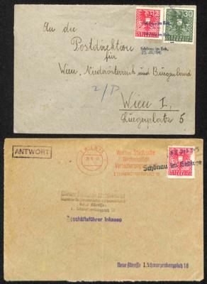 Poststück - Österr. 1945 - Stempelprovisorium von "SCHÖNAU IM GEBIRGE" in beiden Varianten je auf Kuvert nach Wien, - Francobolli e cartoline