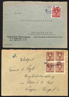 Poststück - Österr. 1945 - Stempelprovisorium WIENER NEUSTADT FEUERWERKSANSTALT auf 2 Briefstück, - Briefmarken und Ansichtskarten