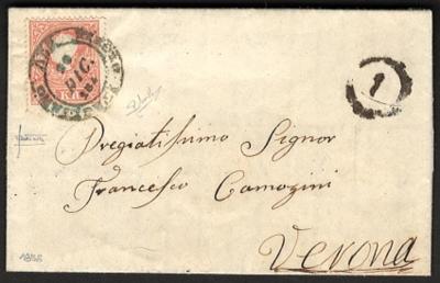 Poststück - Österr. ALA/TIROLO ITAGLIANO graublauer Zweikreisstempel auf kleinem Faltbriefchen mit Nr. 13 I nach Verona, - Stamps and postcards