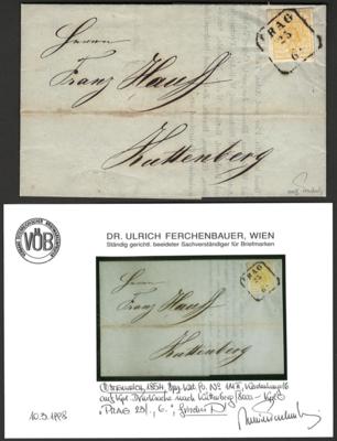 Poststück - Österr. Nr. 1M III kadmiumgelb auf kompl. Drucksache von Prag nach Kuttenberg, - Briefmarken und Ansichtskarten