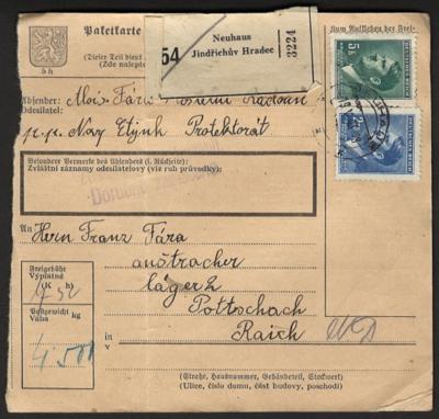 Poststück - "Ostmark" - 3 Paketkarten in das KZ Mauthausen - Arbeitslager Wiener Neudorf, - Známky a pohlednice