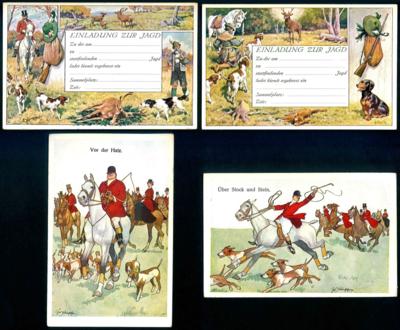 Poststück - Partie AK Motiv Jagd etc., - Briefmarken und Ansichtskarten