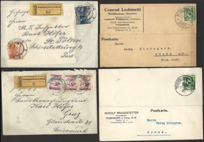 Poststück - Partie meist Firmenpost Österr. I. Rep. und Monarchie, - Briefmarken und Ansichtskarten