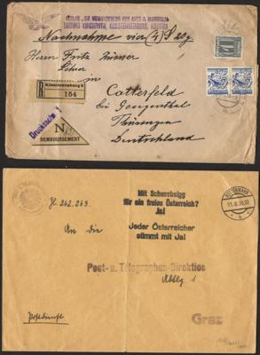 Poststück - Partie Poststücke Österr. ca. 1924/38 u.a. mit Schuschnigg - Handstempeln, - Briefmarken und Ansichtskarten