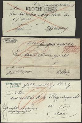 Poststück - Partie Vorphila Bezirk Hollabrunn Kühn Nr. 53c in Blau und 53d in Rot, - Briefmarken und Ansichtskarten