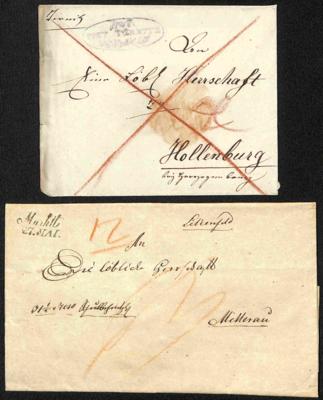Poststück - Partie Vorphila NÖ Bezirl Lilienfeld mit seltenem Zier -Ovalstempel "POST TÜRNITZ" (Kühn Nr. 131a), - Stamps and postcards