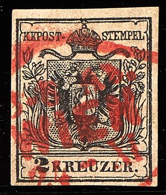 gestempelt - Nr.2 M mit rotem wiener Rhomben-Teilstpl., - Známky
