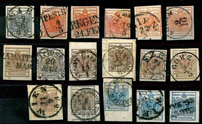 gestempelt/Briefstück - Partie Dubl. Österr. 1850, - Briefmarken