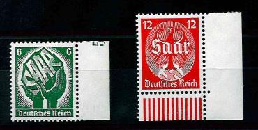 ** - D.Reich Nr. 544/45 (Saarabstimmung), - Briefmarken