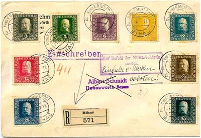 Poststück - Österr. Flug Nr. 225X/27X + Nebenfrank auch Flugbrief Wien-Lemberg 7. V.18, - Francobolli