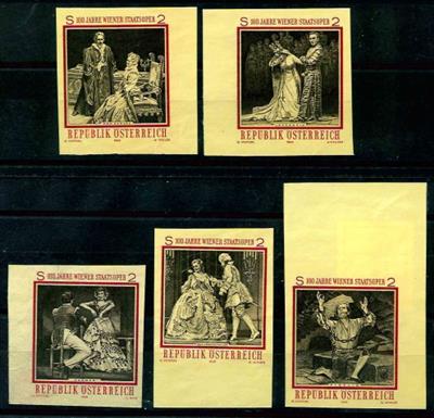 (*) - Österr. Nr. 1324PU/31PU (100 Jahre Staatsoper als Einzelwerte auf Andruckpapier ohne Golddruck), - Stamps