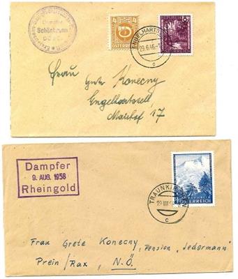 Österr. Partie Poststücke aus 1946/1958 mit DDSG - Nebenstempeln, - Známky
